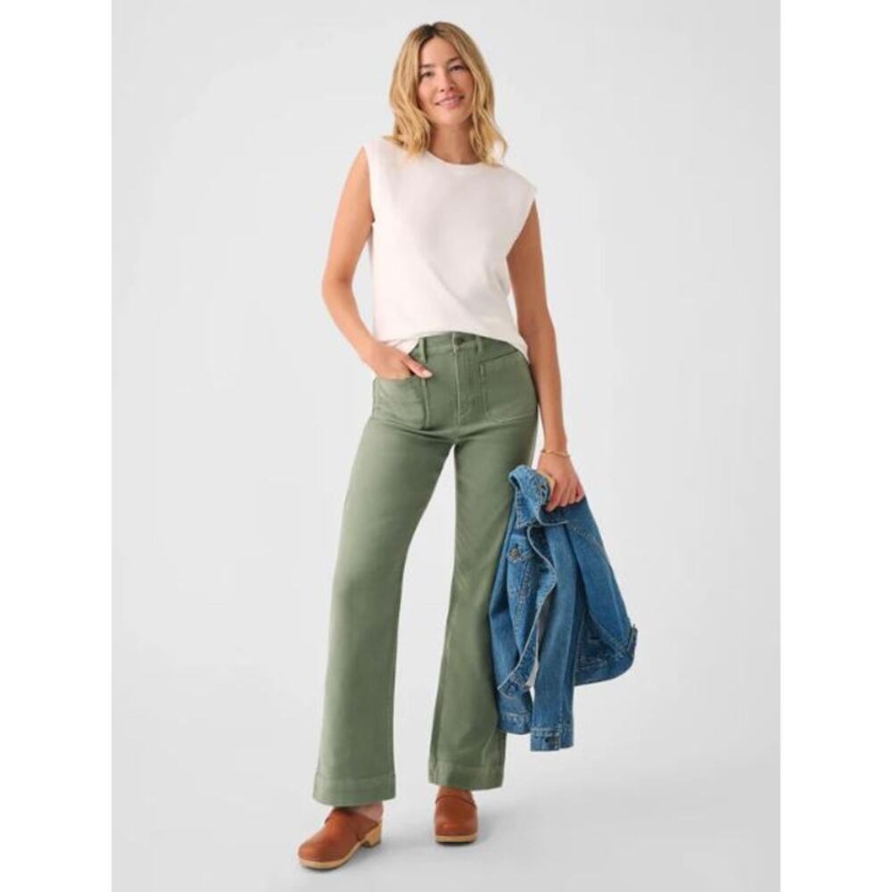 Faherty Olive Wide Leg Pants